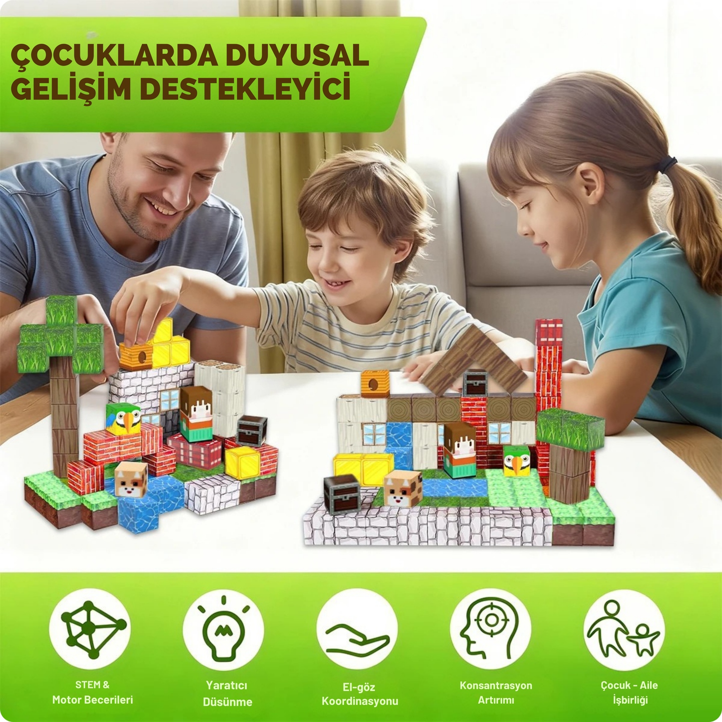 Manyetik Blok Oyuncak - Orman Temalı - 100 Parça