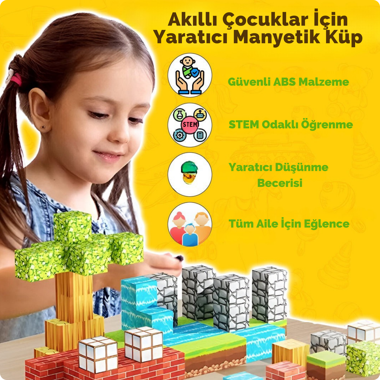 Manyetik Blok Oyuncak - Orman Temalı - 100 Parça